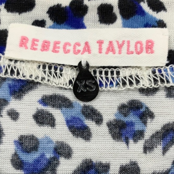 Rebecca Taylor Leopard Peplum Top Blue Size XS - Picture 8 of 8